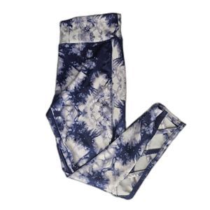 Vogo Athletica White and Purple Tie Dye Leggings Medium